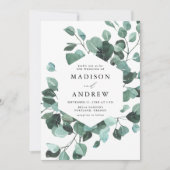 Moderne Waterverf Eucalyptus Greenery Wedding Kaart (Voorkant)