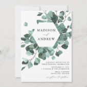 Moderne Waterverf Eucalyptus Greenery Wedding Kaart (Voorkant)