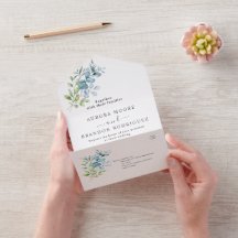 Moderne Waterverf Eucalyptus Groene Huwelijk