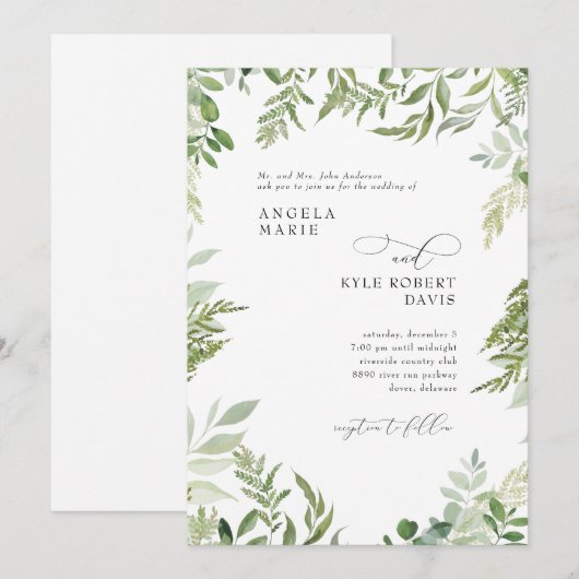 Moderne Waterverf Eucalyptus Parents Wedding Kaart (Voorkant / Achterkant)