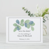 Moderne Waterverf Eucalyptus Save The Date (Staand voorkant)