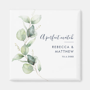 Moderne Waterverf Eucalyptus Script Bruiloft Magneet