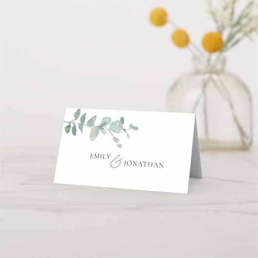 Moderne Waterverf Eucalyptus Script Weddenschap (Achterkant)