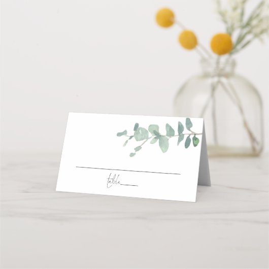 Moderne Waterverf Eucalyptus Script Weddenschap (Voorkant)