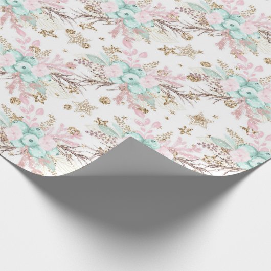 Moderne Waterverf Floral Baby shower Birthday Cadeaupapier (Hoek)