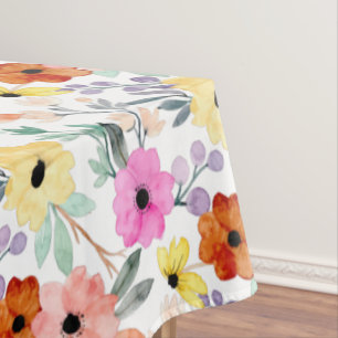 Moderne Waterverf Floral Botanical Flowers Long T Tafelkleed