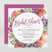 MODERNE WATERVERF FLORAL brudal doucheuitnodiging Kaart (Voorkant / Achterkant)