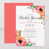 MODERNE WATERVERF FLORAL brudal doucheuitnodiging Kaart (Voorkant / Achterkant)