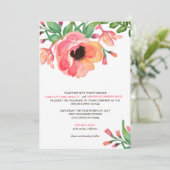 MODERNE WATERVERF FLORAL bruiloft-uitnodiging Kaart (Staand voorkant)