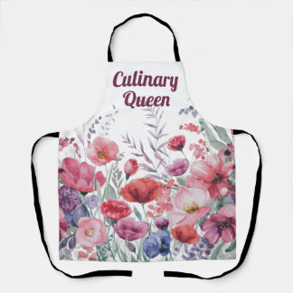 Moderne Waterverf Floral gepersonaliseerd Schort