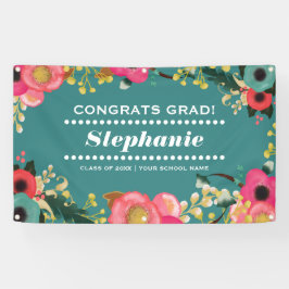 Moderne Waterverf Floral Graduation Party Spandoek