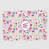 Moderne Waterverf Floral Monogram Golfhanddoek (Horizontaal)