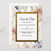 Moderne Waterverf Floral Orchid Gold Lijst Save The Date (Voorkant / Achterkant)