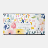 Moderne Waterverf Floral Pattern Bureaumat (Keyboard & Muis)