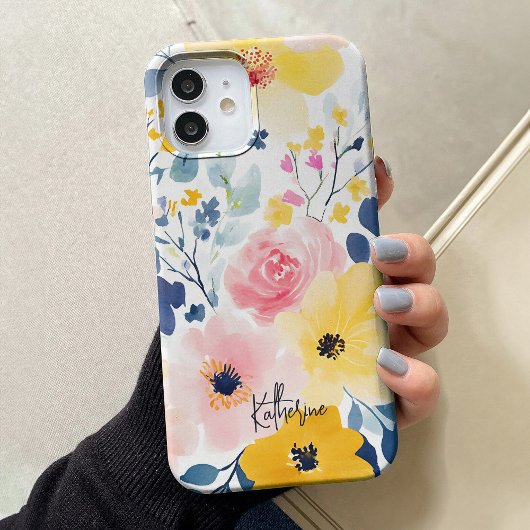 Moderne Waterverf Floral Pattern Case-Mate iPhone Case