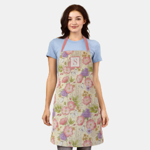 Moderne Waterverf Floral Pink Kitchen Schort