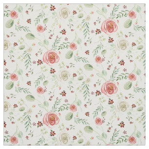 Moderne Waterverf Floral Pink White Floral Foliage Stof