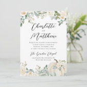 Moderne Waterverf Floral Pumpkin Wedding Kaart (Staand voorkant)