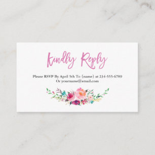 Moderne Waterverf Floral RSVP Tussenvoegsel Kaart