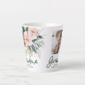 Moderne waterverf floral script oma foto latte mok (Voorkant)