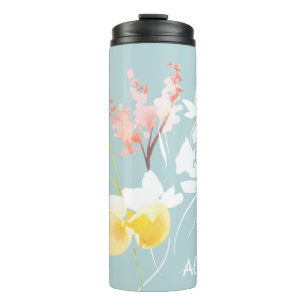 Moderne Waterverf Floral Thermal Tumbler Thermosbeker
