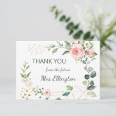 Moderne waterverf florale adem Dank u Bedankkaart (Staand voorkant)