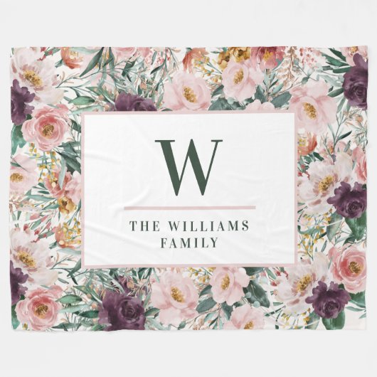 Moderne waterverf florale elegant fleece deken (Voorkant (Horizontaal))