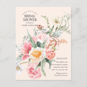 Moderne waterverf florale tuin stijlvolle invi uitnodiging briefkaart