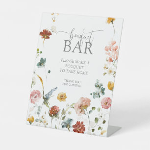 Moderne Waterverf Flowers Douche Boeket Bar Reclamebord Met Voetstuk