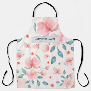 Moderne Waterverf Flowers & Kraft Gepersonaliseerd Schort