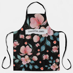 Moderne Waterverf Flowers & Kraft Gepersonaliseerd Schort