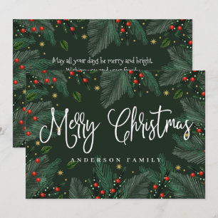 Moderne Waterverf Foliage en Berries Happy Feestdagenkaart