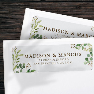 Moderne Waterverf Foliage Wedding Return-adres Etiket