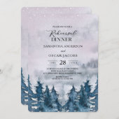 Moderne Waterverf Forest Blue Invitation Kaart (Voorkant / Achterkant)