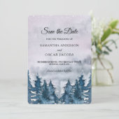 Moderne Waterverf Forest Blue Save the dat Date (Staand voorkant)
