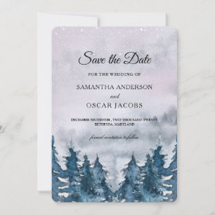 Moderne Waterverf Forest Blue Save the dat Save The Date