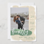 Moderne Waterverf Foto Tan Green Save The Date (Voorkant)