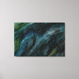 Moderne Waterverf Galaxy Hand Painted Blue Canvas Afdruk