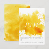 Moderne waterverf geel bruiloft RSVP antwoord (Voorkant / Achterkant)