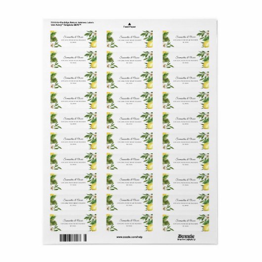 Moderne Waterverf gele leemten en leder Etiket (Full Sheet)