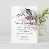 Moderne Waterverf Glitter Foliage BarefootBride™ Kaart (Staand voorkant)