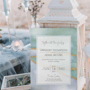 Moderne Waterverf Gold Glitter Faultline Wedding Kaart