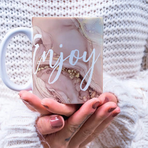 Moderne Waterverf Golden Dusting Geniet van geluid Koffiemok