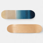 Moderne Waterverf goudblauw strand Skateboard (Horizontaal)