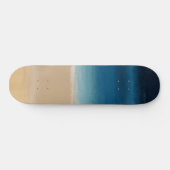 Moderne Waterverf goudblauw strand Skateboard (Horizontaal)