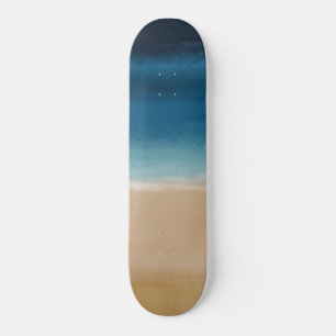 Moderne Waterverf goudblauw strand Skateboard