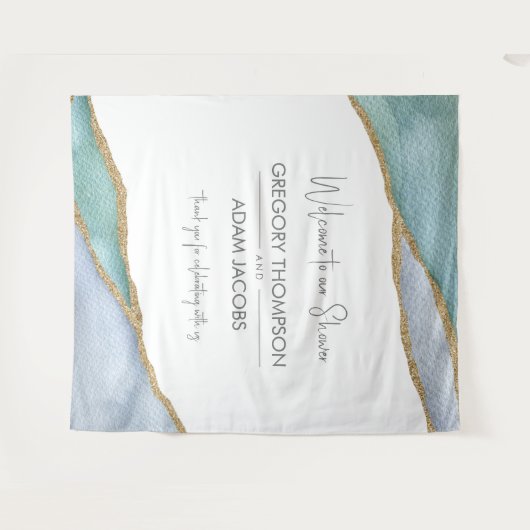 Moderne waterverf gouden drimdouche wandkleed (Voorkant (horizontaal))