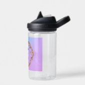 Moderne waterverf gradiëntbloemen Monogram naam Waterfles (Links)