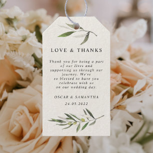 Moderne Waterverf Green Olive Branch Cadeaulabel