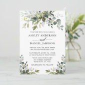 Moderne Waterverf Greenery Calligraphy Wedding Kaart (Staand voorkant)